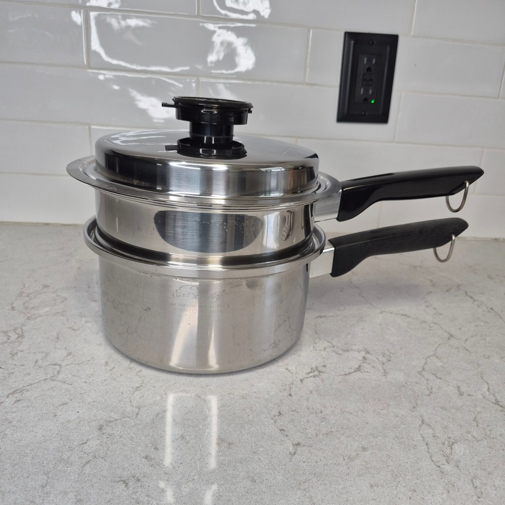Society Temp-Tone Double Boiler Steamer Pot Stainless Steel 8 Inch USA
